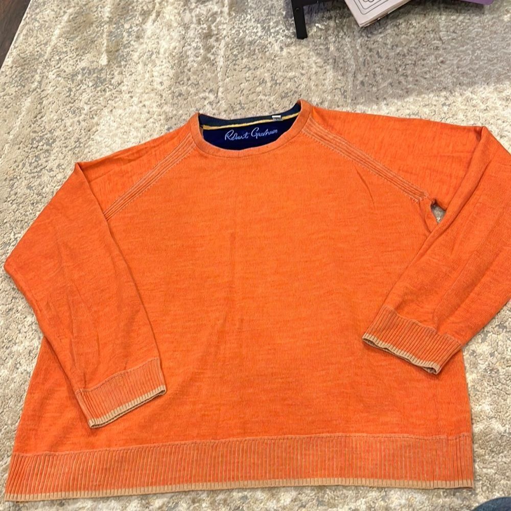 Robert‎ Graham Filbert crewneck wool sweater size XL burned orange GUC
